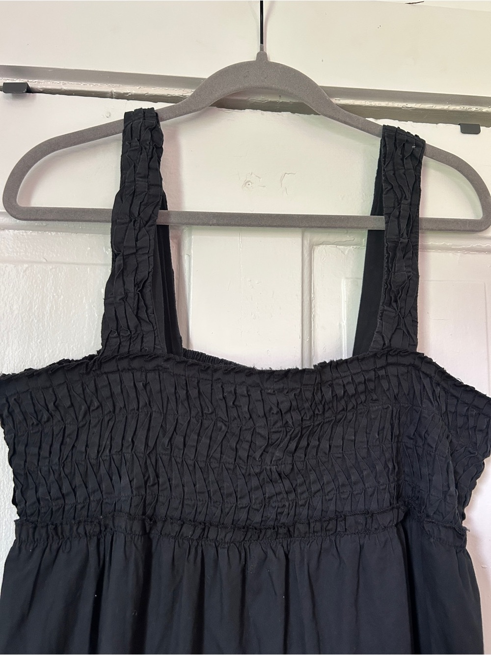 The Helena Square-Neck Tiered Midi Dress: Smocked Edition Black sz M - Picture 5 of 7